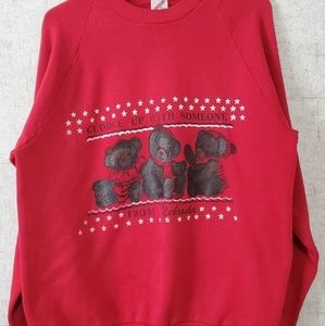 Vintage Christmas Holiday Teddy Bear Nebraska Sweatshirt